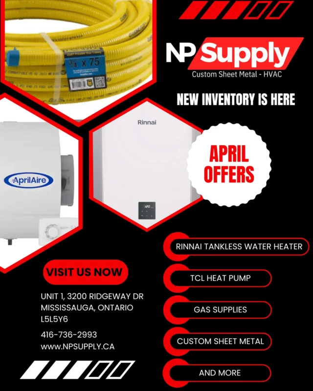 April offers, drop by at our location 3200 Ridgeway drive, unit 1 L5L5Y6 Mississauga ON
*
*
*
*
*
#hvac #hvacmaintenance #hvaccontractor #mississauga #oakville #toronto #brampton #newhomes #contractors #supplier #hvacsupplies #hvacsupplier